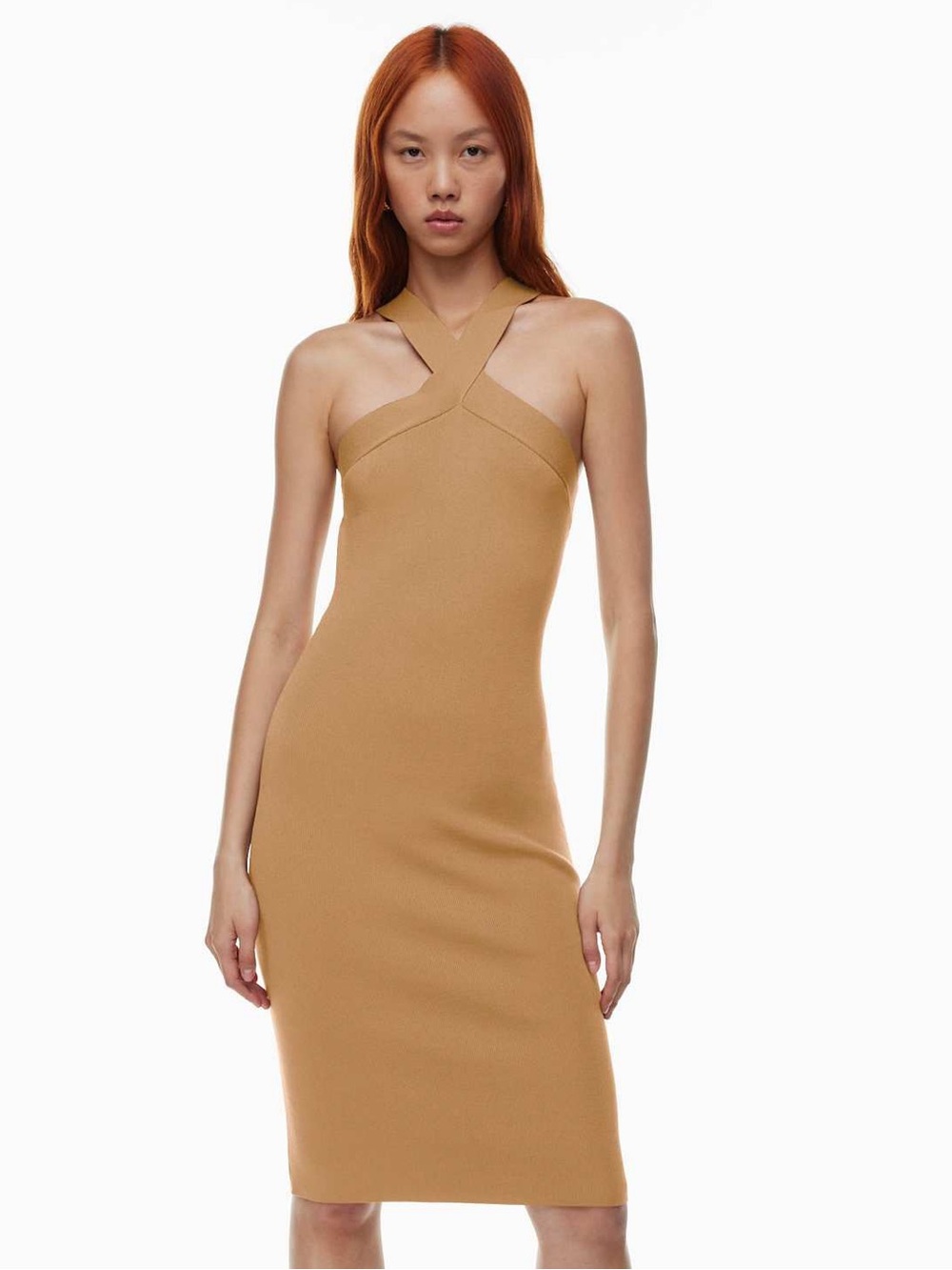 ARITZIA Babaton SAVILLE Sculpt Knit Criss Cross Bodycon Ribbed Dress